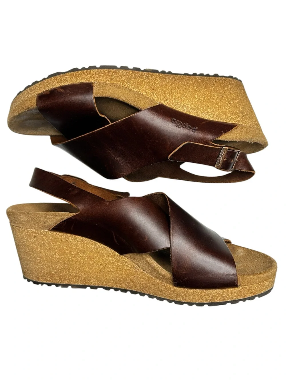 Birkenstock Papillio Samira Wedge Sandals Cognac Leather EU 39 US 8 Narrow/Med - Picture 9 of 12